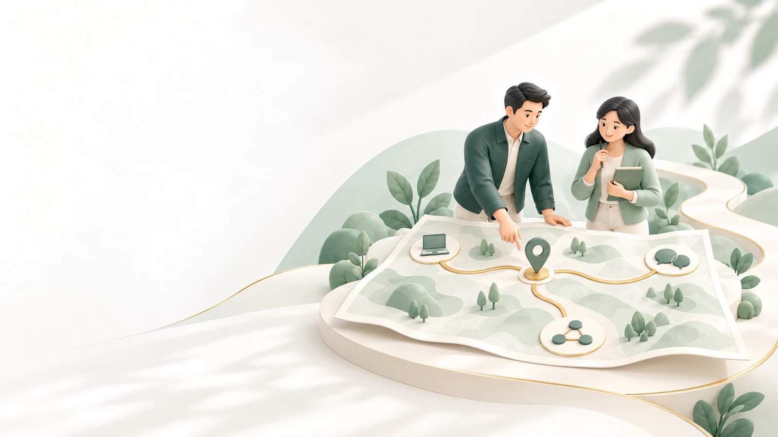 经营者在地图上梳理不同客户来源
